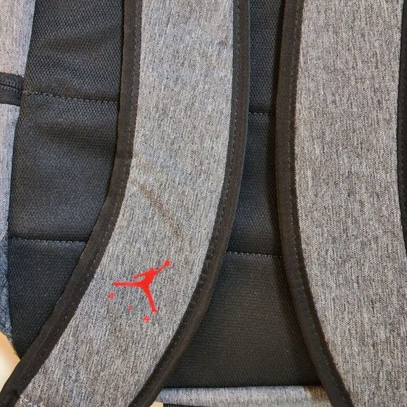 Nike Air Jordan Jumpman Kids Backpack School Sport L Grey Red Black 9B0462-R61 - Picture 8 of 9
